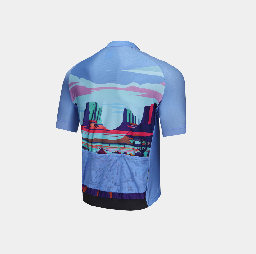 Men's Printed Cycling Jersey-Blue