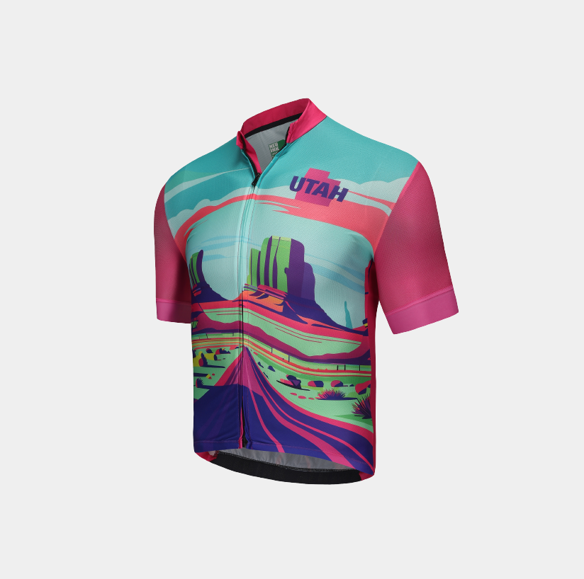 Men's Printed Cycling Jersey-Bright