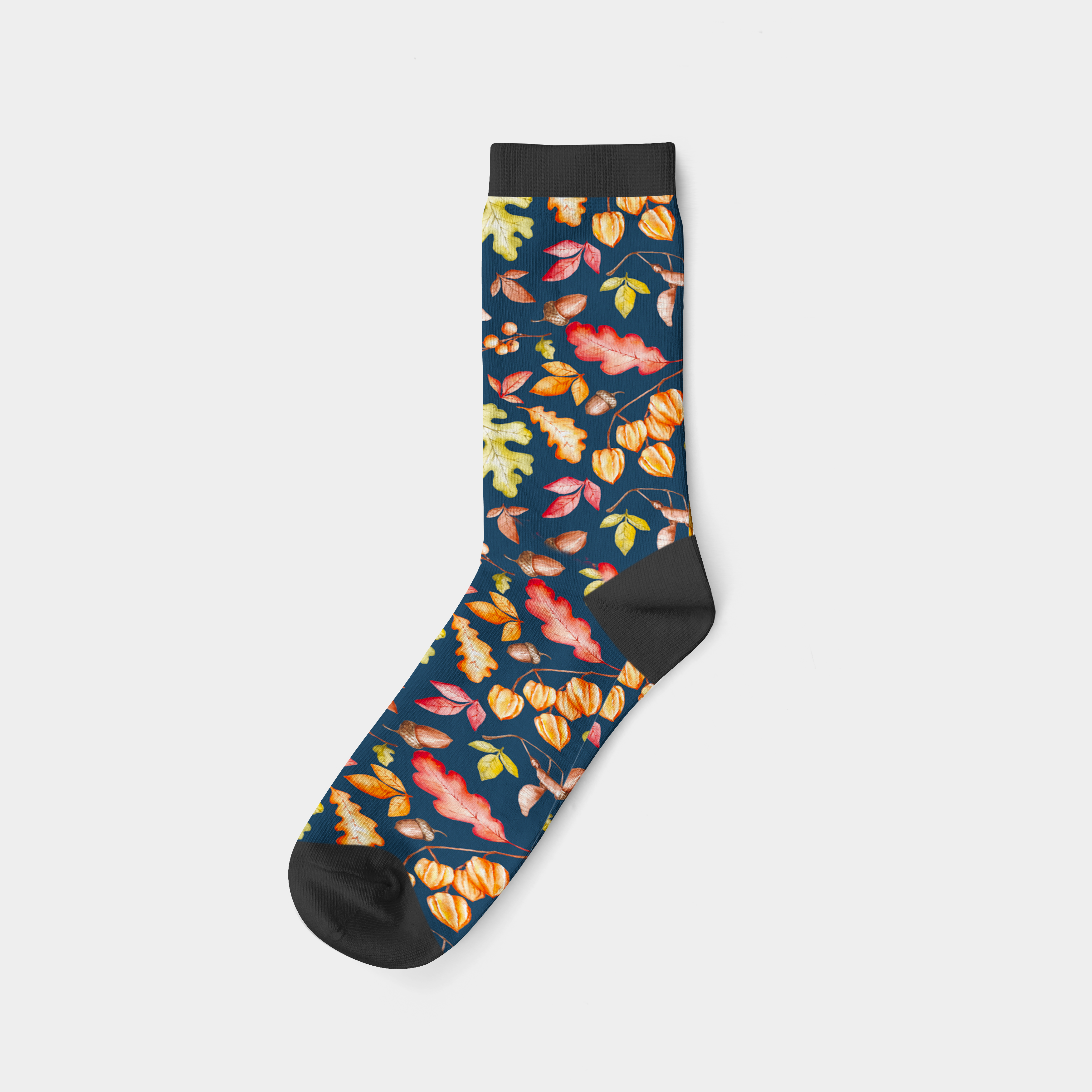 Watercolor Leaves Wool Socks (7")